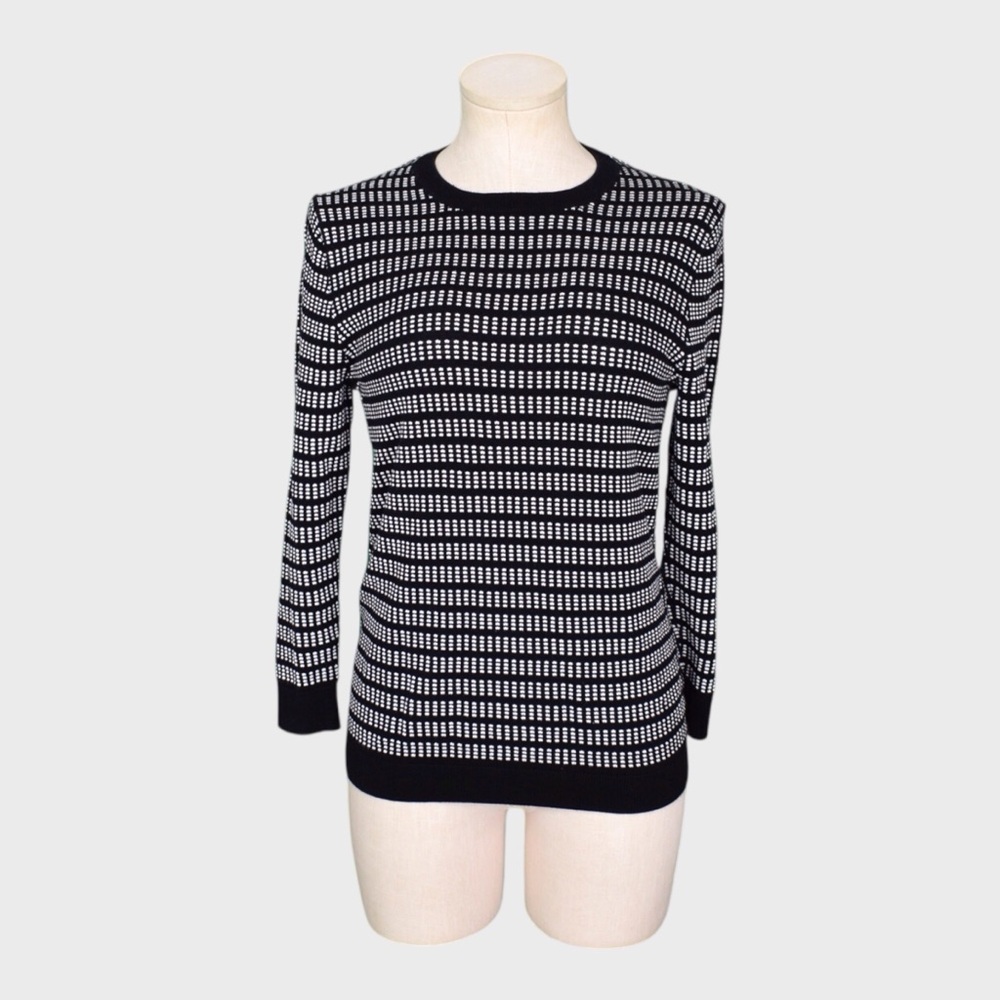J Crew Dot-dash Three-quarter Sleeve Sweater
